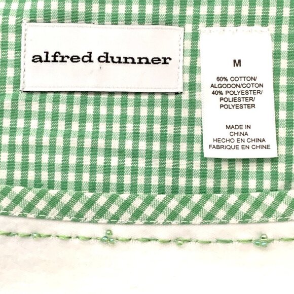 Alfred Dunner Square Neck Top Floral Embroidery Gingham Beaded Sequins M 33P - Picture 7 of 8